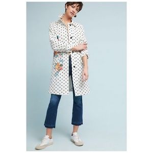 Anthropologie Polka Dot Embroidered Peacoat